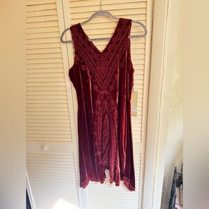 NWT!! Johnny Was Size L Shoba Red Velvet Swing Dress